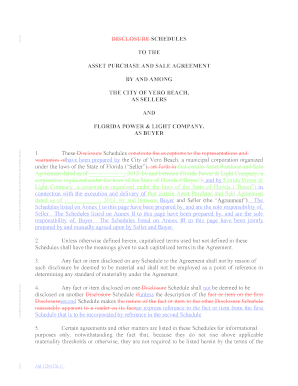 Disclosure schedules to the asset purchase and sale agreement by ...