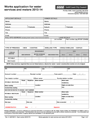 Water Services and Meters Application 2013-14