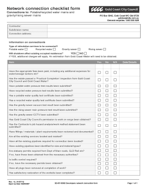 Network connection checklist form - Gold Coast City Council - goldcoast qld gov