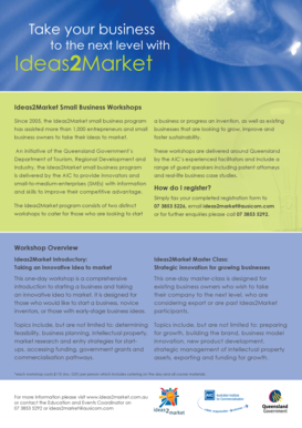 Ideas2Market Small Business Workshops Registration Form