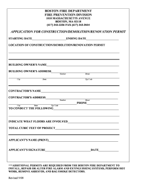 Boston Construction/Demolition/Renovation Permit