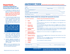 Massachusetts Motor Vehicle Excise Tax Abatement Form