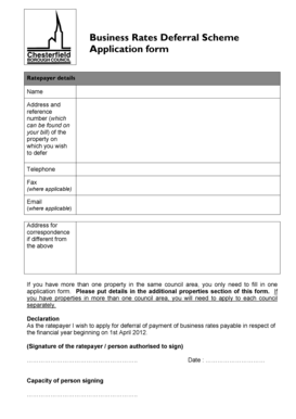 Business Rates Deferral Scheme Application Form