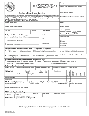 Wisconsin Sanitary Permit Application
