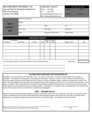 Laconia Parks & Recreation Program Registration