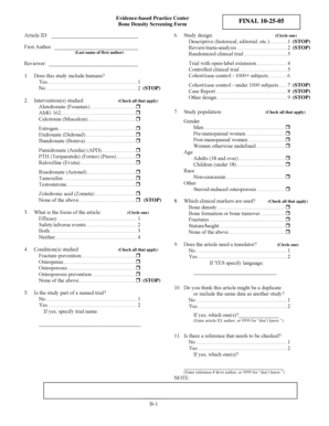 Bone Density Screening Form