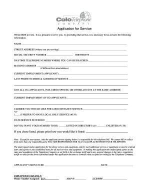 Colorado Telephone Service Application