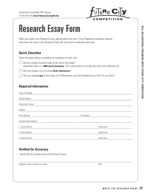 Research Essay Form