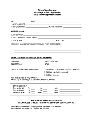 Anchorage Alarm Registration Form