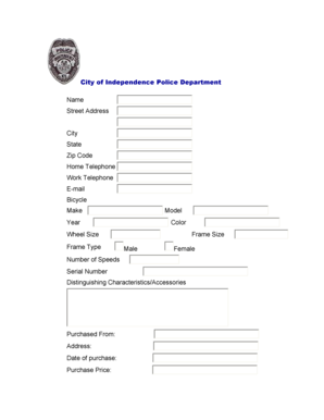 Bicycle Theft Report Form