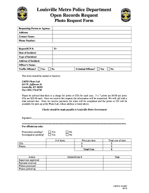 Louisville Metro Police Photo Request Form