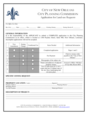 City of New Orleans Land Use Request Application