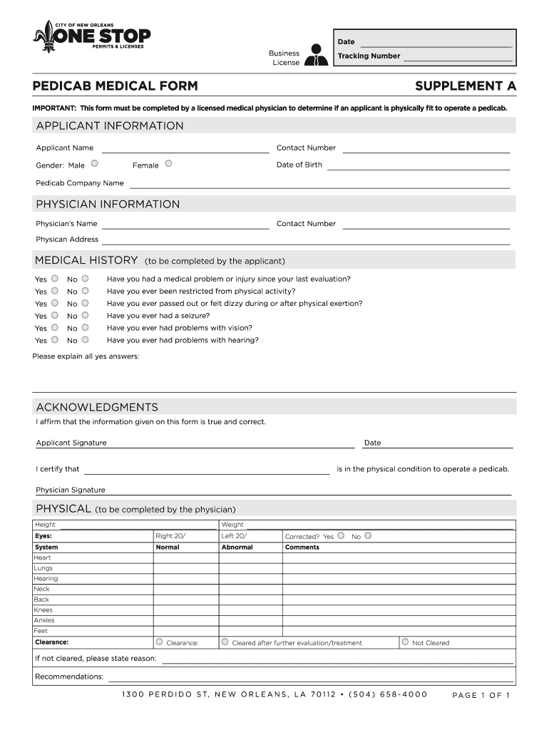 medical form new orleans Preview on Page 1