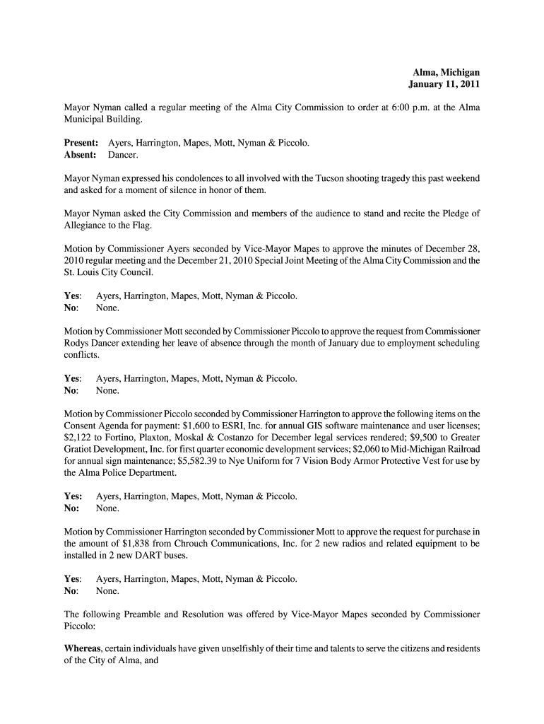 Present: Ayers, Harrington, Mapes, Mott, Nyman andamp - ci alma mi Preview on Page 1