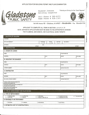 APPLICATION FOR BUILDING PERMIT AND PLAN EXAMINATION