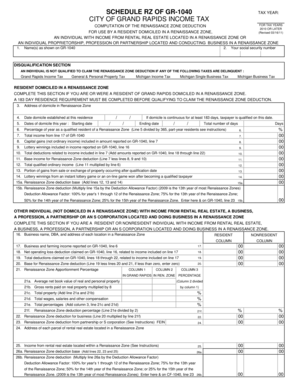 Grand Rapids Renaissance Zone Deduction Form