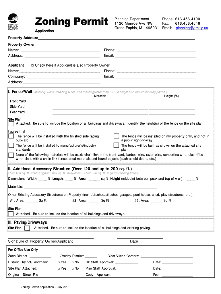 Zoning Permit Application Preview on Page 1