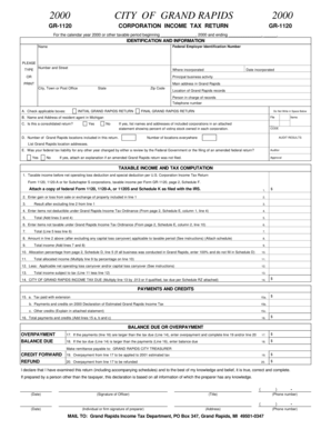 Grand Rapids Corporation Income Tax Return