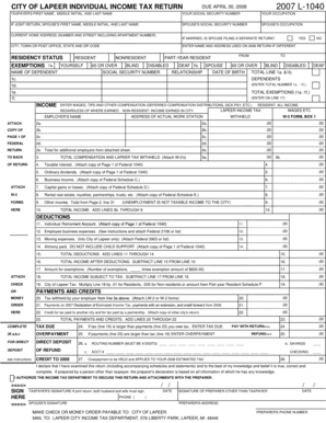 City of Lapeer Individual Income Tax Return