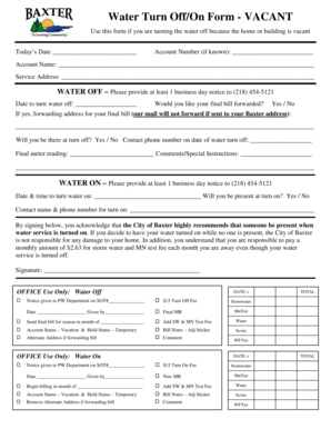 Water Turn Off/On Form