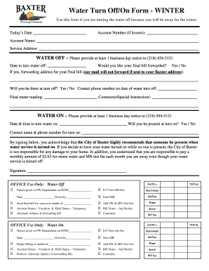 Water Turn Off/On Form