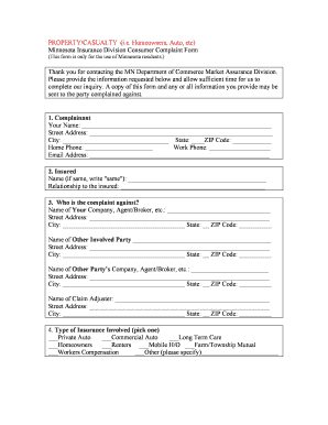 Minnesota Insurance Complaint Form