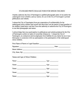 Photo Release Form for Minors