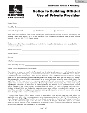 Florida Notice to Building Official