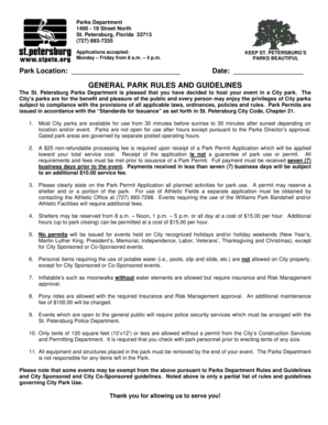 St. Petersburg Park Permit Application