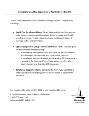 City of Minneapolis Health Plan Enrollment Change Form