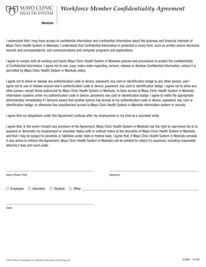 Workforce Member Confidentiality Agreement