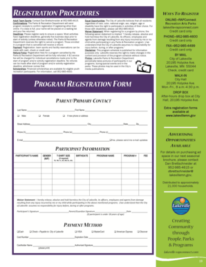 Lakeville Recreation Program Registration Form