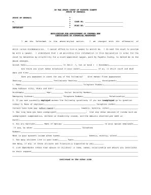 Georgia Application for Appointment of Counsel