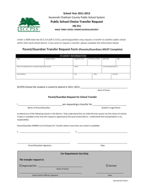 Public School Choice Transfer Request Form