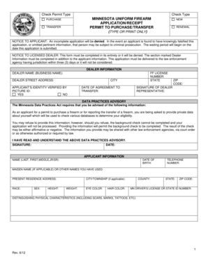 Minnesota Firearm Permit Application