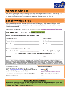 City of Ramsey eBill and E-Z Pay Signup Form