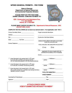 Georgia NPDES General Permits Fee Form