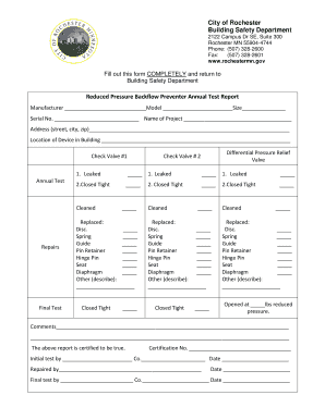Backflow Annual Test Form (pdf) - City of Rochester - rochestermn