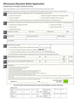 Minnesota Absentee Ballot Application