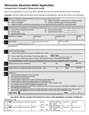 Minnesota Absentee Ballot Application