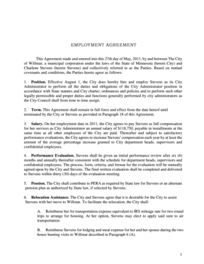 Employment agreement format - EMPLOYMENT AGREEMENT - City of Willmar