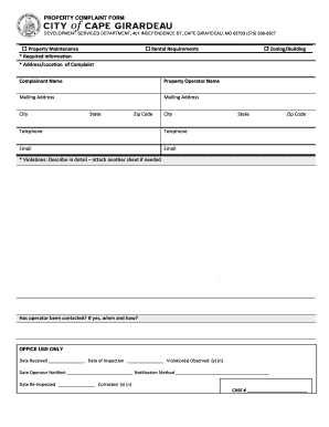 Property Complaint Form