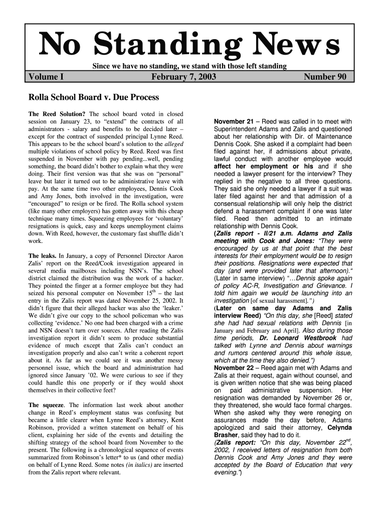 No Standing News No Standing News Preview on Page 1