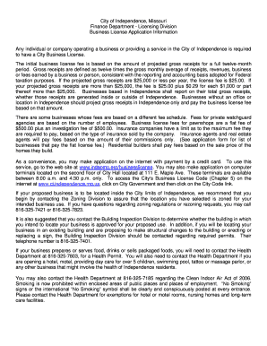 City of Independence Business License Application