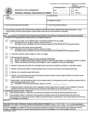 Missouri Personal Financial Disclosure Statement