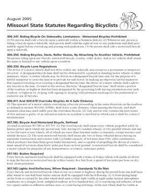 Missouri State Statutes Regarding Bicyclists