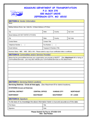 Missouri Vendor Registration Form