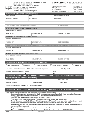 Missouri Motor Carrier Services Application