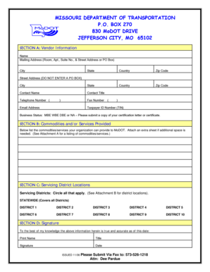 Missouri Vendor Registration Form