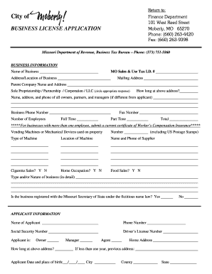 Missouri Business License Application